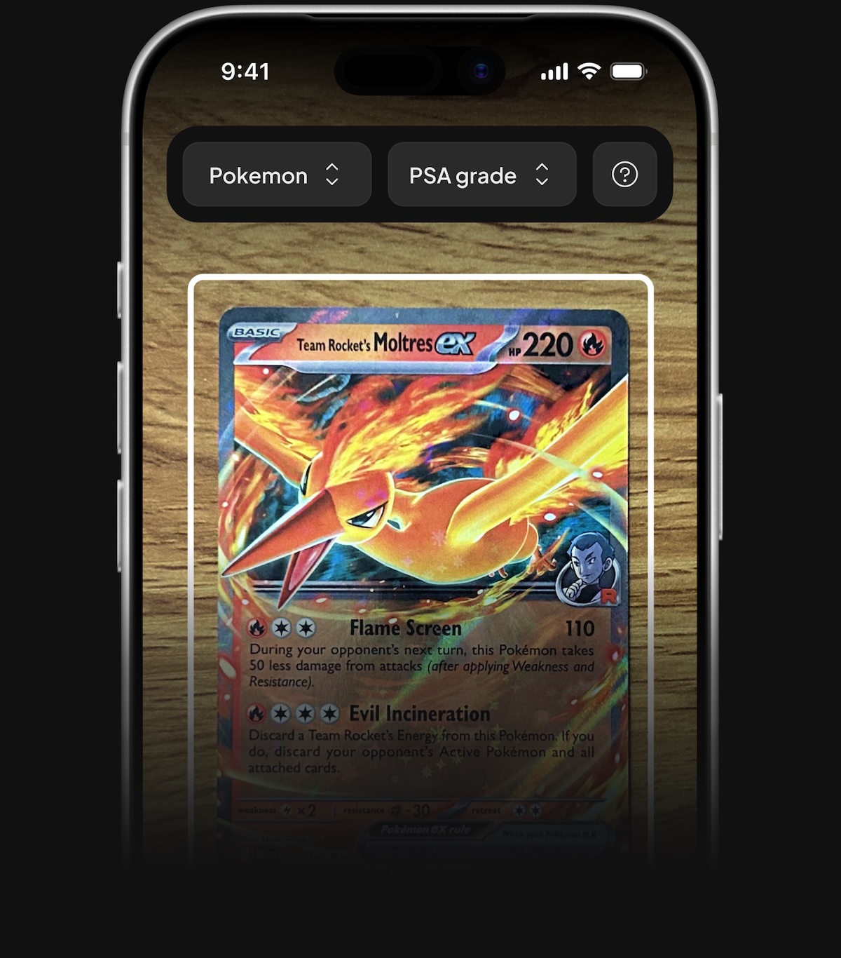 Scanning a trading card with Card Grader Pro